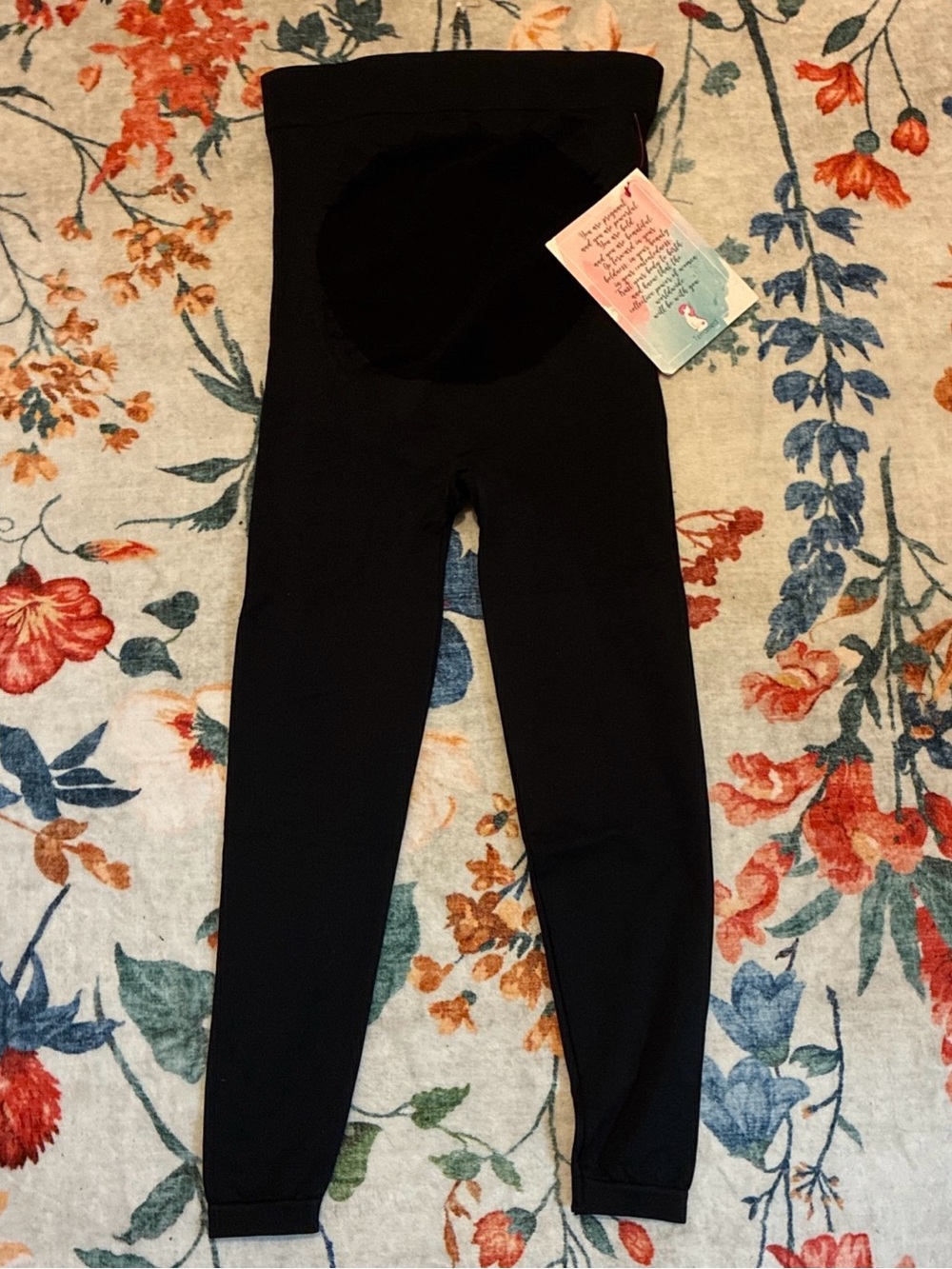 High-Waist Black Maternity Leggings with Belly Panel